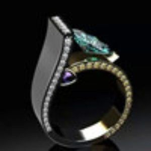 RING WOMEN'S WEDDING ENGAGEMENT MODERN BLUE C